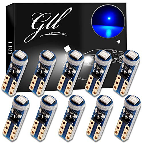GLL 10pcs Blue T5 LED Bulbs 74 70 37 17 2721 3528 5mm LED Bulbs 1-3030-SMD for Car Interior Speedometer Dashboard Instrument Gauge Cluster Indicator Light Panel Dash Lamp