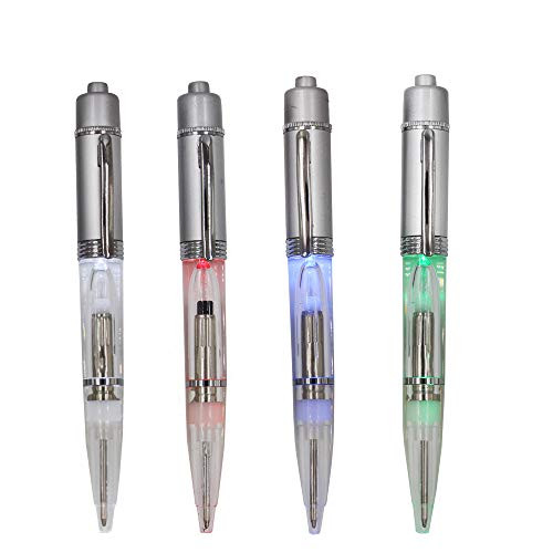 LED Light up Ballpoint Pen 2 in 1 LED Pen light - Glowing ballpoint pen Lighting in the Dark for Writting&Reading (4PCS, WHITE/RED/BLUE/GREEN)