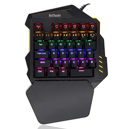 RedThunder One-Handed Mechanical Gaming Keyboard Dustproof Blue Switch LED Backlit Customizable Keys Cool Backlit Portable Mini Keypad Ergonomic Game Controller for PC Xbox Gamer