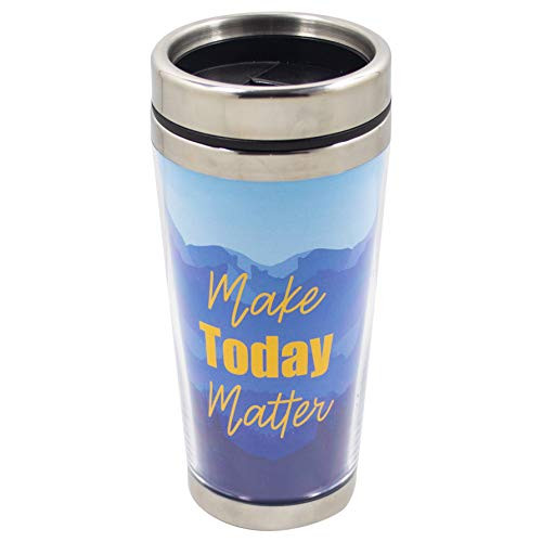 Make Today Matter Blue Ombre 16 Ounce Stainless Steel Travel Tumbler Mug with Lid
