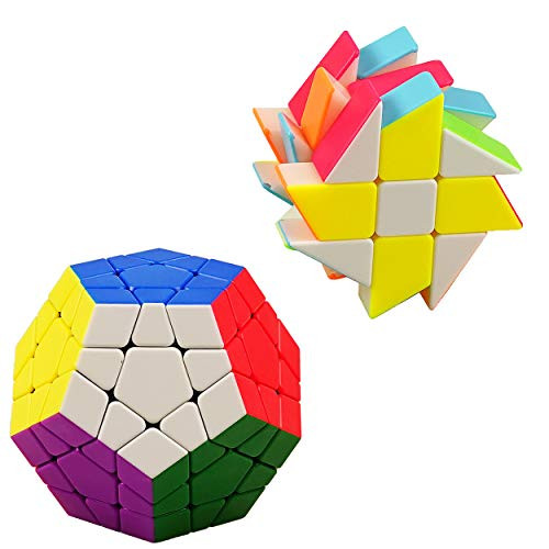 SHUYUE Speed Cube Set 3x3x3 Speed Cubes Bundle Windmill Speed Cube 3x3x3 Megaminx Cube Stickerless Vivid Color Magic Cube Bundle Fast and Smooth Cube Puzzle Toys