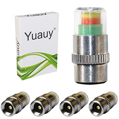 Yuauy 4Pcs Car Tire Pressure Valve Stem Caps 3 Color Eye Alert Monitor Sensor Indicator