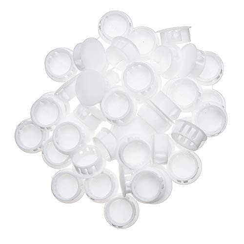 Bluecell 50pcs White Color Plastic Snap in Locking Hole/Tube Fastener Cover, Hole Plug (19mm, White)