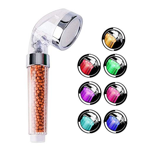 CNASA LED Shower Head 7 Color Changing Lights Handheld Shower High-Pressure Bathroom Spa Handheld Shower Head