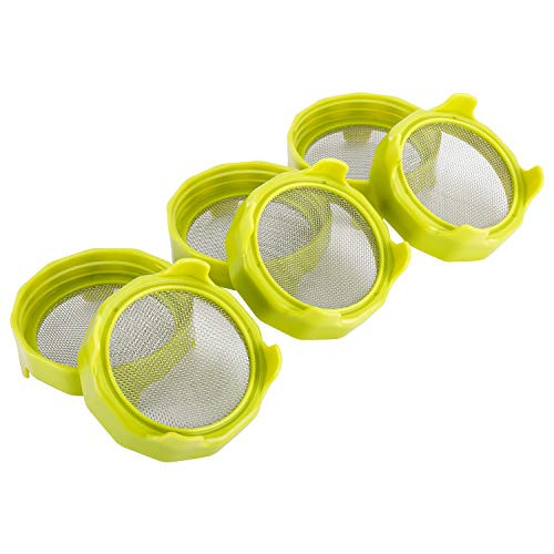 Artilife 6Pack Sprouting Lids with Stainless Steel Screen for Wide Mouth Mason Jars, Sprouting Strainer Lid for Canning Jars, Suit for Growing Bean Sprouts, Alfalfa, Salad Sprouts etc (6)