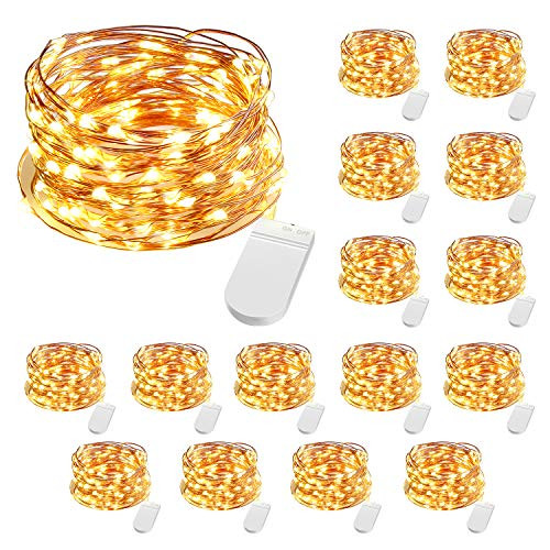 CLY 10ft 16 Pack Fairy Lights, 30 LEDs Waterproof Outdoor Copper Wire String Lights, Battery Operated (Included) Firefly Starry Lights for DIY, Christmas, Mason Jars, Wedding, Party CLY 10ft 16 Pack Fairy Lights, 30 LEDs Waterproof Outdoor Copper Wire String Lights, Battery Operated (Included) Firefly Starry Lights for DIY, Christmas, Mason Jars, Wedding, Party