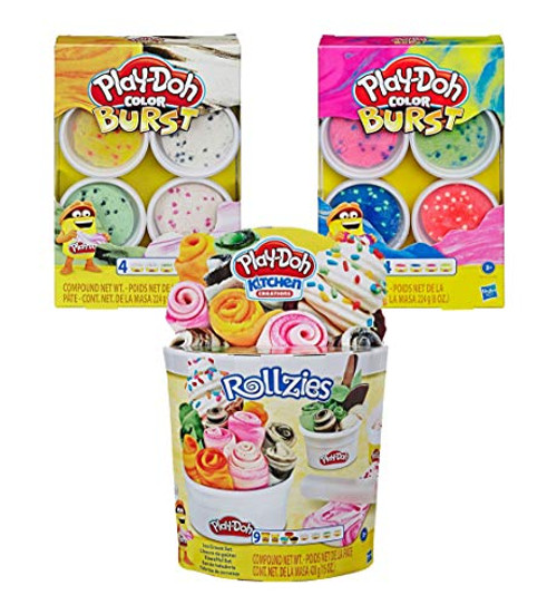 PD Play Doh Rollzies Ice Cream Play Set + 2 Packages of Play Doh Color Burst Compound PD Play Doh Rollzies Ice Cream Play Set + 2 Packages of Play Doh Color Burst Compound