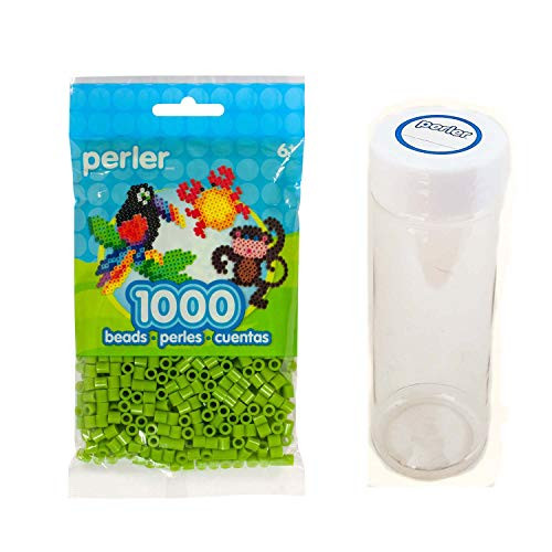 Perler Beads Bundle: Solid Color Fern 1000 Bead Pack + Storage Cylinder