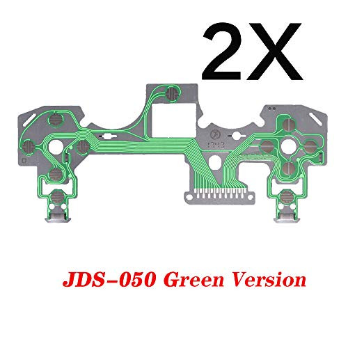 2X Replacement Buttons Ribbon Circuit Board for PS4 Dualshock 4 Pro Slim Controller Conductive Film Keypad Flex Cable PCB Green Version (JDS-050)