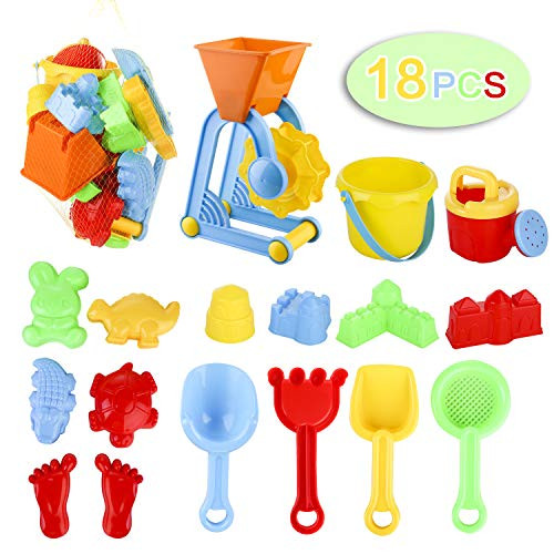 Awekris Kids Beach Sand Toy Set, Beach Bucket, Car, Watering Can, Shovel, Rake and Molds, Eco-Friendly Sandbox Toys Kids Outdoor Toys