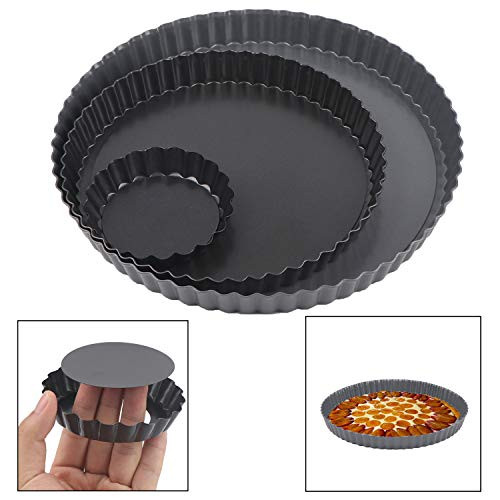 3 Sizes Non-stick Tart Pan Removable Bottom Tart Baking Pan Non-Stick Pie Dish Pan Round Quiche Tart Pans