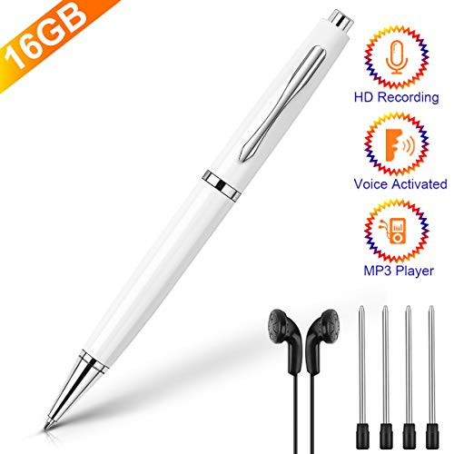 Digital Voice Recorder 16GB - Voice Activated Recorder for Lectures Interviews Meeting Students Classes, Mini Audio Recording Device Portable USB MP3 Playback