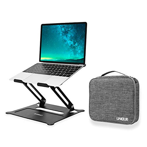 ENQINN Adjustable Laptop Stand with Storage Bag, Ergonomic Aluminum Laptop Computer Stand, Laptop Riser Stand for Desk for MacBook Air Pro, Dell, HP, Lenovo More 10-15.6" Laptops
