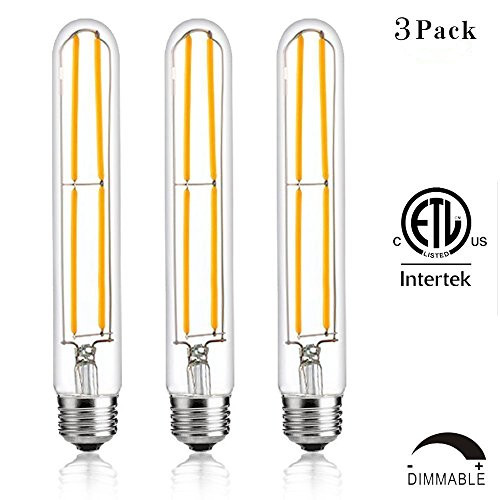 T10/T30 LED Bulbs,Tubular Edison Style LED Filament Bulb,8W Dimmable T10 Nostalgic Led Light Bulb, E26 Medium Base, 2700K Warm White,680LM,Clear Glass Cover, 3Pack