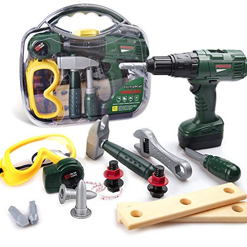 HomeMall Kids Tool Set, Toy Tool Set with Power Toy Drill Contains Tool Box and Toy Wrench, Hammer, Goggles and More Play Tools Accessories, Preschool Education Learning Toy for Boys and Girls Age 3+ HomeMall Kids Tool Set, Toy Tool Set with Power Toy Drill Contains Tool Box and Toy Wrench, Hammer, Goggles and More Play Tools Accessories, Preschool Education Learning Toy for Boys and Girls Age 3+
