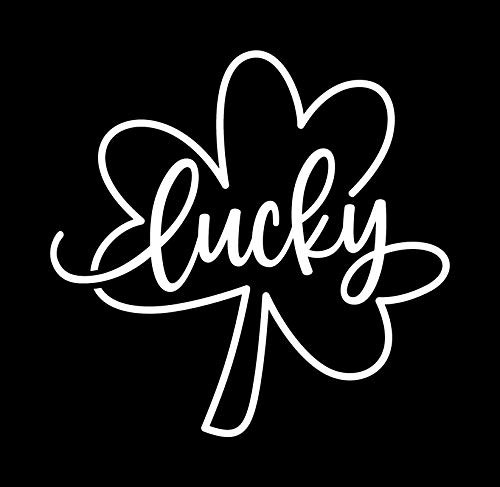 Lucky Shamrock Four Leaf Clover NOK Decal Vinyl Sticker |Cars Trucks Vans Walls Laptop|White|5.0 x 5.0 in|NOK952