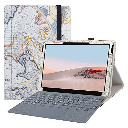 Bige for Microsoft Surface Go 2 Tablet Case,PU Leather Folio 2-Folding Stand Cover Case for Microsoft Surface Go 2 2020 /Surface G0 10" 2018 Tablet,Map White