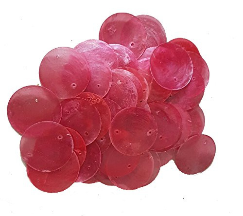 50 Round Capiz Shell Discs 1.5" (Two Holes) (Red)