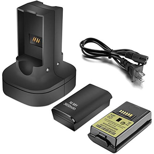 2 Pack Rechargeable Battery with Dual Charging Station Dock for Xbox 360 Wireless Controller