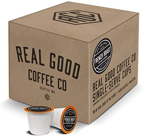 Real Good Coffee Co French Roast Extra Dark Recyclable Coffee Pods, K-Cup Compatible including Keurig 2.0 Brewers, 36 Count Real Good Coffee Co French Roast Extra Dark Recyclable Coffee Pods, K-Cup Compatible including Keurig 2.0 Brewers, 36 Count