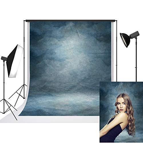 UrcTepics 5x7ft Microfiber Vintage Blue Portrait Backdrop for Photography Abstract Blue Photo Studio Cloth Backdrop Retro Style Backdrop Headshot Photography Background