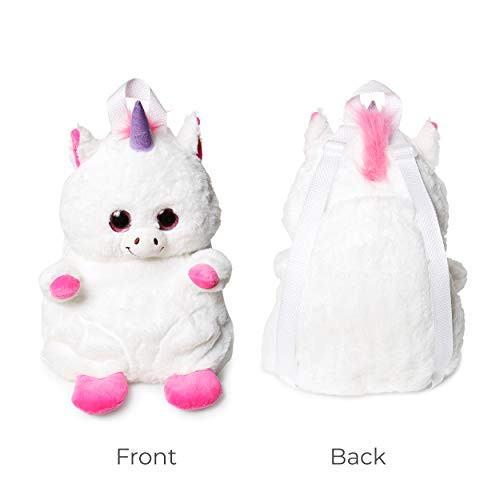 Calplush Plush Backpack - Animal Backpack for Toddlers, Kids - 14" White Unicorn Backpack