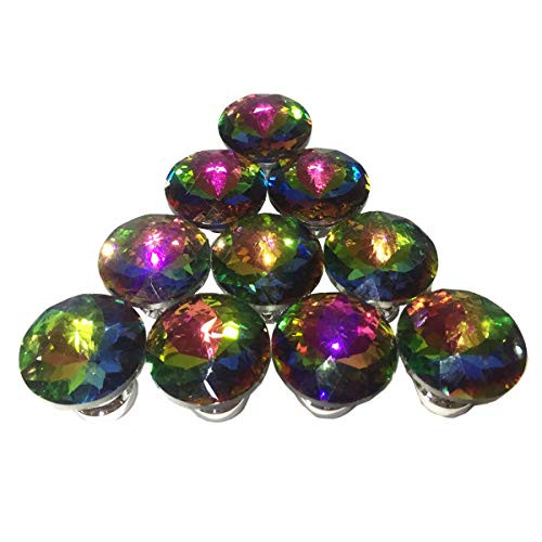 Doitb Dresser Knobs 10pcs Colorful Crystal Door Knobs Kitchen Cabinets Cupboards Wardrobe Drawer Wardrobe Furniture Closet Bookcase Bar Knobs Handle Pulls