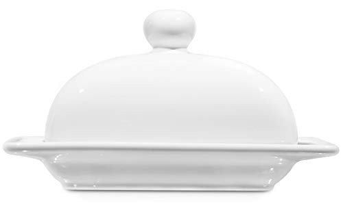 TAWCHES Porcelain Butter Dishes With Covers, White Butter Dish With Lid Butter Keeper Butter Holder