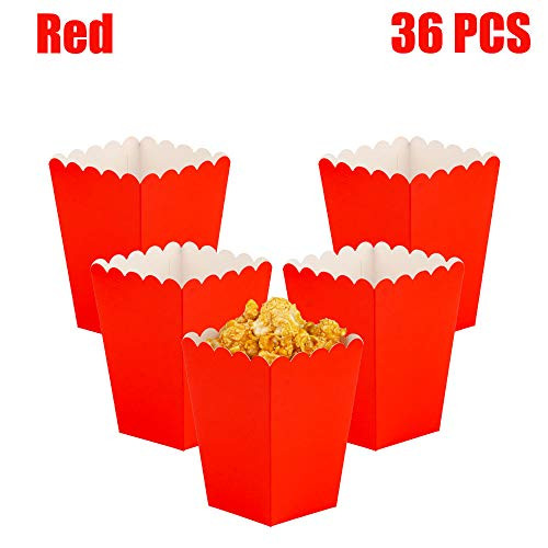 YESON Red Popcorn Boxes Mini Paper Popcorn Box for Party,Pack of 36