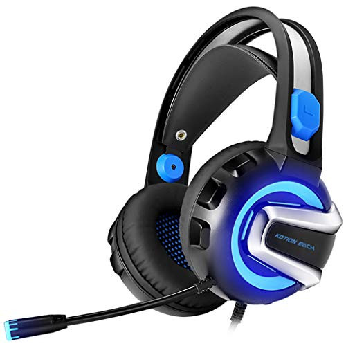 Saherewanr Gaming Headset Noise Cancelling Over Ear Headphones with Mic & LED Light Bass Surround for PS4, PC, Xbox One, Nintendo Switch Laptop Mac 3D Surround Sound Volume Control(Blue)