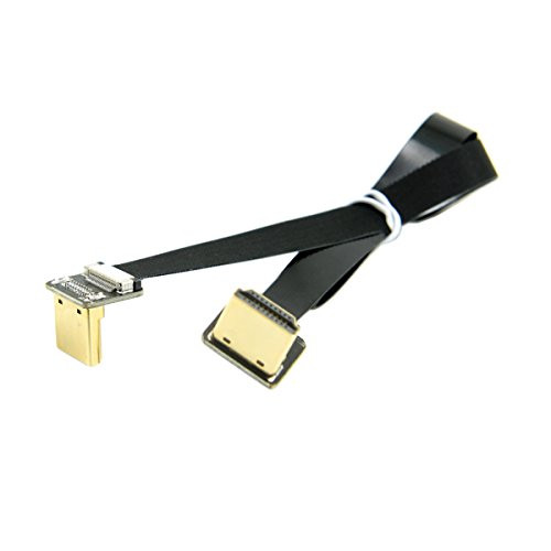 Cablecc CYFPV Dual 90 Degree Down Angled HDMI Type A Male to Male HDTV FPC Flat Cable 50cm for FPV HDTV Multicopter Aerial Photography