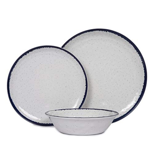 Melamine Dinnerware Set, 12-Piece Melamine Plates Outdoor Plates and Bowls set, Durable and BPA Free, Dishwasher Safe(Service for 4)