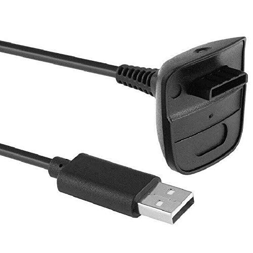 Hairsline USB Charging Cable Charger for Microsoft Xbox 360 / Xbox 360 Slim Wireless Controller, Black