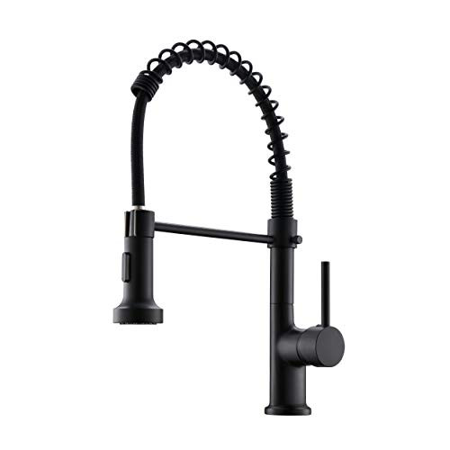 GIMILI Black Kitchen Faucet with Pull Down Sprayer Lead-Free Single Handle Spring Kitchen Sink Faucet