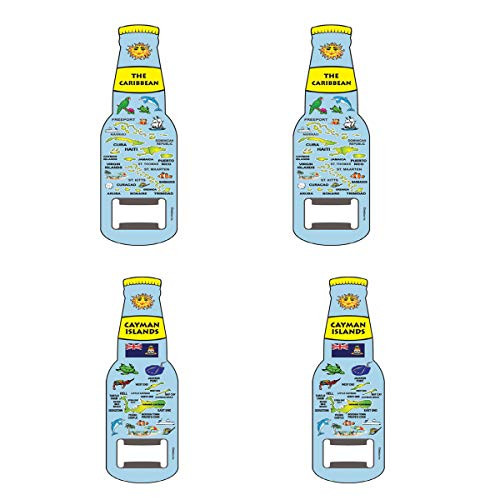 Magnet Beer Bottle Opener Official Caribbean Islands 4 SET Blue Map Design Magnet Bottle Opener (The Caribbean)