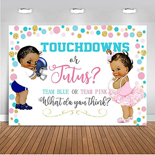 Mocsicka Touchdowns or Tutus Gender Reveal Party Decorations Backdrop 7x5ft Boy or Girl Gender Surprise Photo Backdrop Blue or Pink Photography Background Mocsicka Touchdowns or Tutus Gender Reveal Party Decorations Backdrop 7x5ft Boy or Girl Gender Surprise Photo Backdrop Blue or Pink Photography Background
