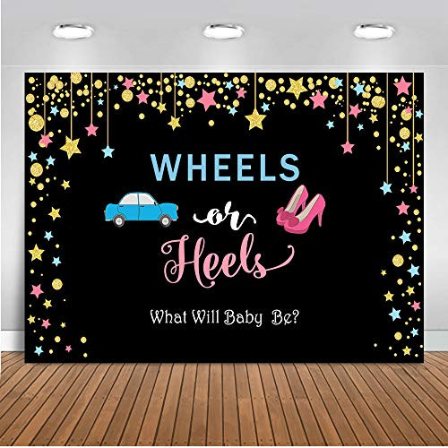Mocsicka Wheels or Heels Gender Reveal Backdrop 7x5ft Boy or Girl Gender Surprise Party Decorations Pink or Blue Baby Reveal Photography Background Mocsicka Wheels or Heels Gender Reveal Backdrop 7x5ft Boy or Girl Gender Surprise Party Decorations Pink or Blue Baby Reveal Photography Background