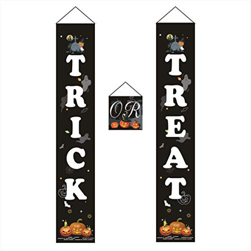 Halloween Decoration-Trick or Treat Banner Halloween Hanging Sign Waterproof Sun Resistant Material Great For Welcome Sign Banner Indoor & Outdoor