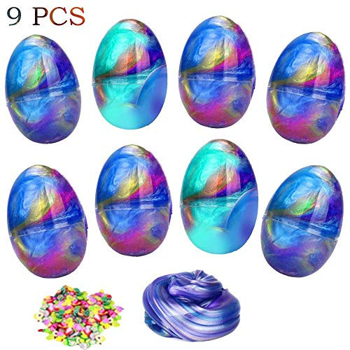 9 Pack Slime Eggs Galaxy Easter Egg Slime Putty Stress Relief Toy for Kids Boys Girls Easter Basket Stuffers Fillers Gifts