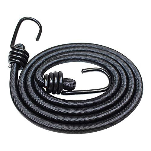 Bungee Cord with Hooks (3/8 in 4-Pack) - SGT KNOTS - Marine Grade Bungee Cords with 2 Hooks - Heavy Duty Bungie - Bunji Cord Straps - Bungees for Bikes, Tie Downs, Camping, Cars (24 in - Black)