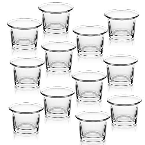 LETINE Tealight Candle Holder Set of 12- Clear Glass Votive Candle Holders Bulk for Wedding, Party & Home Decor