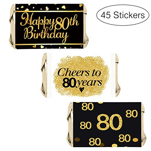 80th Birthday Party Mini Candy Bar Wrappers - 80th Birthday Party Decor - 45 Stickers