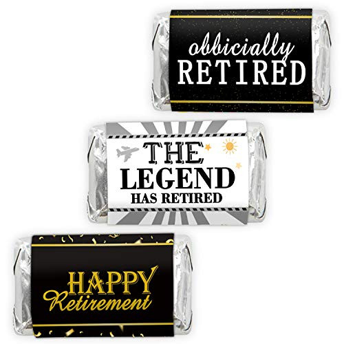 Happy Retirement Party Mini Candy Bar Wrappers - Retirement Party Favors - 45 Stickers