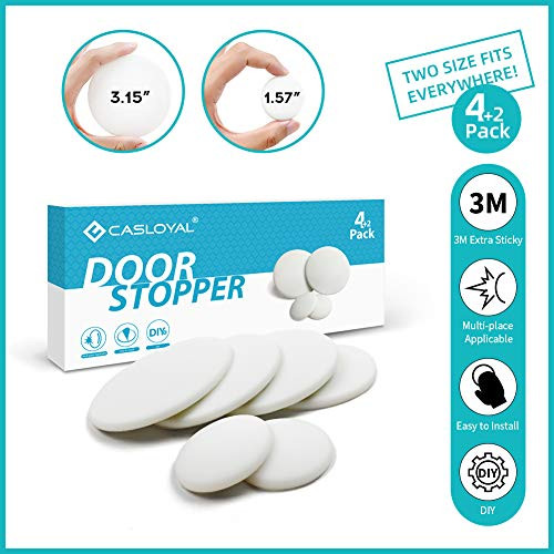 Door Stopper Wall Protector?4PCS 3.15" Larger Silicone Rubber Door Stopper with 2PCS Free 1.57" Door Knob Guard, Protecting Wall Doorknobs Refrigerator Door with Self Adhesive 3M Sticker