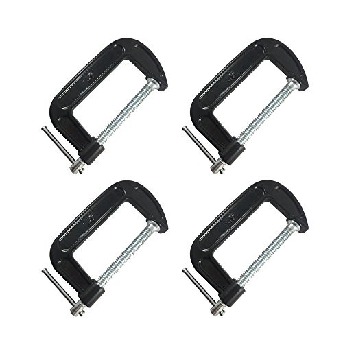 4 Piece 4 Inch C-Clamp Set - Industrial Strength, Quality Cast Iron C Clamps for Woodworking, Welding, and Building by Blue Collar Tools
