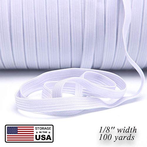 100 Yards 1/8 Inch White Braided Elastic Band Elastic String Cord Heavy Stretch High Elasticity Knit Elastic Band for Sewing, Craft, DIY