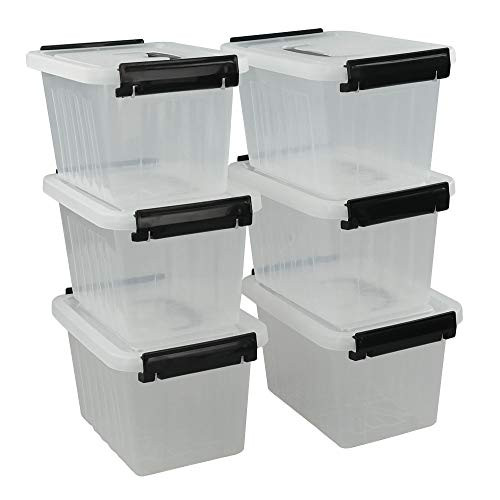 Idomy 6-Pack Tiny Clear Latching Boxes with Handle, 2.5 Quart Plastic Storage Box, 8.38" x 6.5" x 4.92"