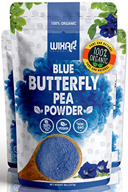 Wixar Organic Blue Butterfly Pea Flower Powder - (8 Ounce) - Culinary Grade Blue Matcha - Natural Food Coloring - Premium Quality Superfood - No Artificial Dye - Vegan Non-GMO Wixar Organic Blue Butterfly Pea Flower Powder - (8 Ounce) - Culinary Grade Blue Matcha - Natural Food Coloring - Premium Quality Superfood - No Artificial Dye - Vegan Non-GMO