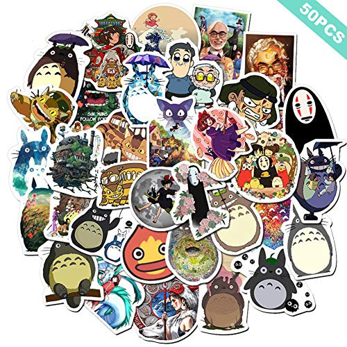 Miyazaki Hayao Anime Laptop Stickers (50pcs) My Neighbor Totoro No Face Man Spirited Away Anime Water Bottle Computer Travel Case Guitar Snowboard Luggage Car Bike Phone Graffiti Decal