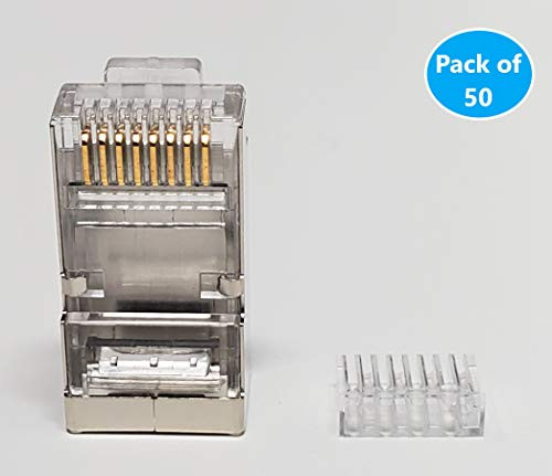 Micro Connectors Cat 6 Modular Shielded Plug Stranded Wire 50U, with Load Bar /50-Pack